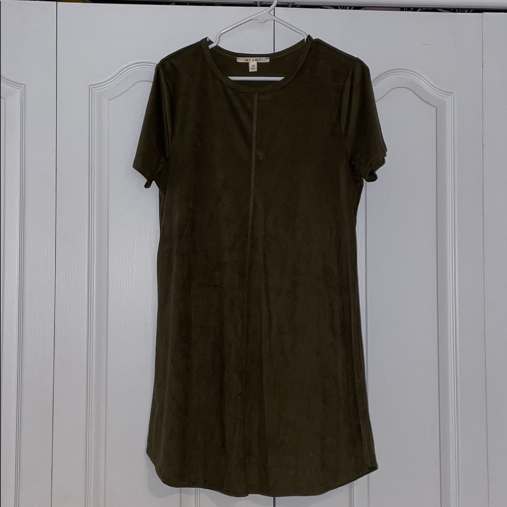 Green Suede T-shirt Dress